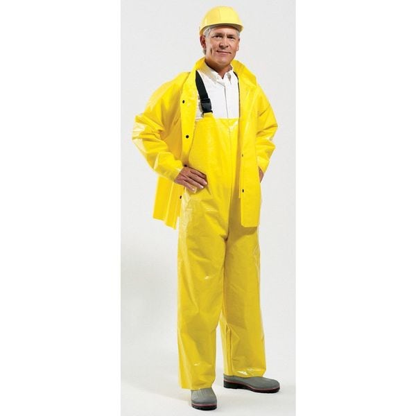 Polyco Rain Bib Overall, VR (Polyolefin), 31 in Inseam, 34 in to 36 in Waist, 8 mil Thickness, Yellow, L - 53524