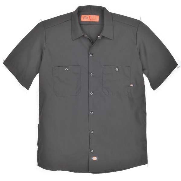 Dickies Men's Short Sleeve Industrial Work Shirt, Cotton/Polyester, Button Closure, L - S535BK RG L
