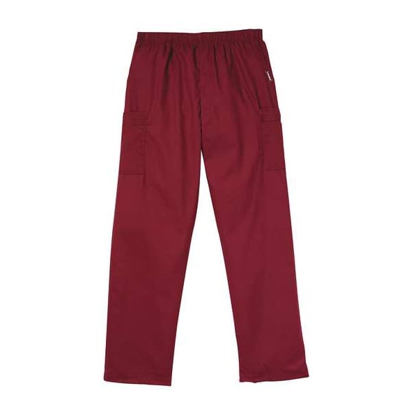 Landau Scrub Cargo Pants, L, Wine, Mens - 8555RWPLRG