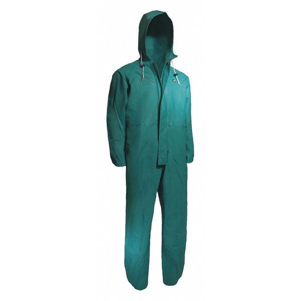 Onguard Coverall, PVC/Nylon Polyester, 32 in Inseam, 62 in Waist, 0.42 mm Thickness, Green, 3XL - 71022-3XL