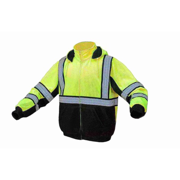Gss Safety 2 Tone Hooded Rain Coat, 150D Oxford, Class 3 Yellow/Black, L/XL - 6005-L/XL