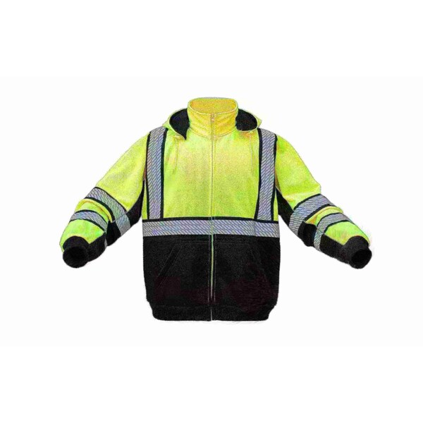 Gss Safety 2 Tone Hooded Rain Coat, 150D Oxford, Class 3 Yellow/Black, L/XL - 6005-L/XL