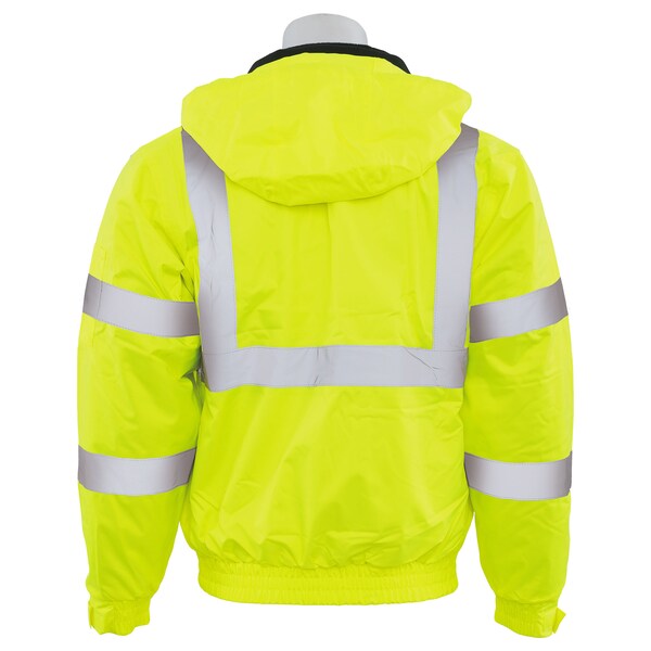 Deltaplus Hi-Vis Bomber Jacket, 300D Oxford Polyester with PU Coating, Fleece Liner, Class 3 Lime, Xl - 62436