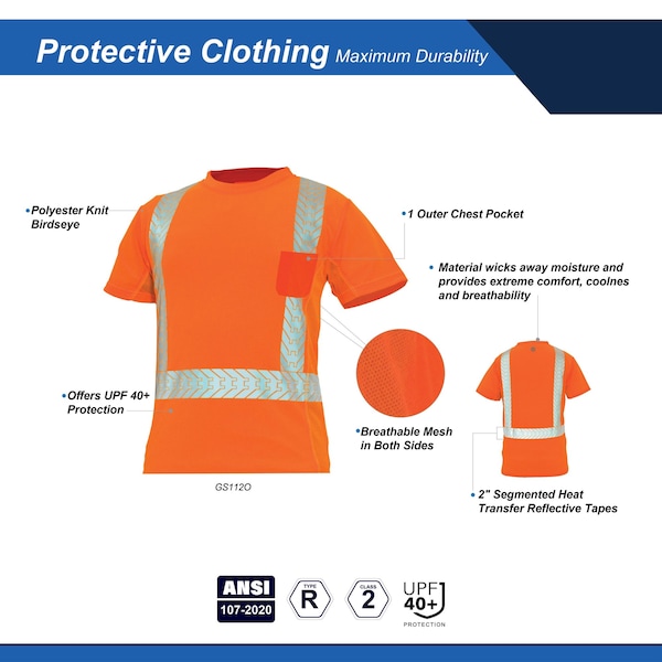 Ge Orange Hi-Vis Short Sleeve Shirt W/Reflective Trims S - GS112OS