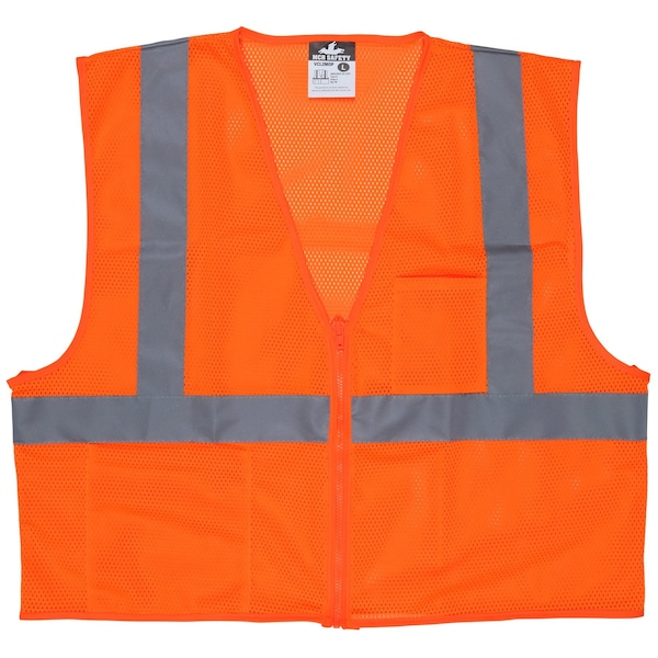 Mcr Safety Hi-Vis Economy Safety Vest S Class 2 , Zipper 2 Pockets - VCL2MOPS