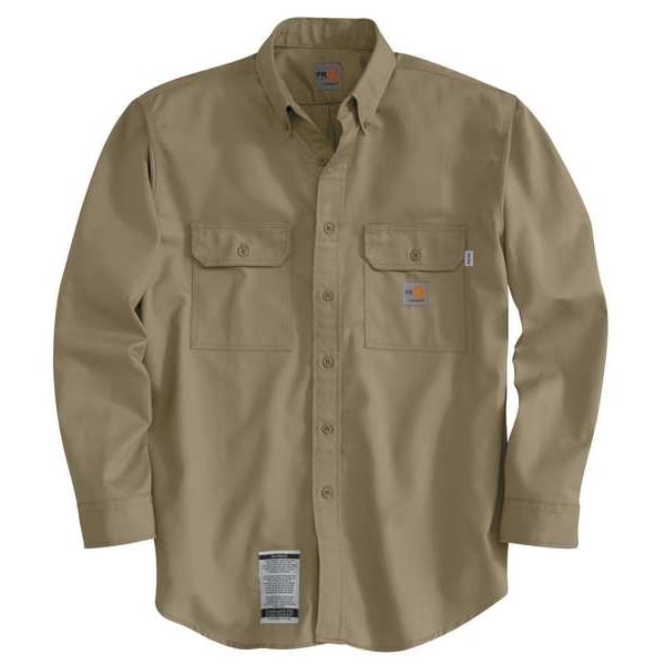 Carhartt Men's Flame-Resistant Collared Shirt, 8.6 cal/sq cm, 2XL, 12% Nylon, 88% Cotton - FRS160-KHI XXL REG