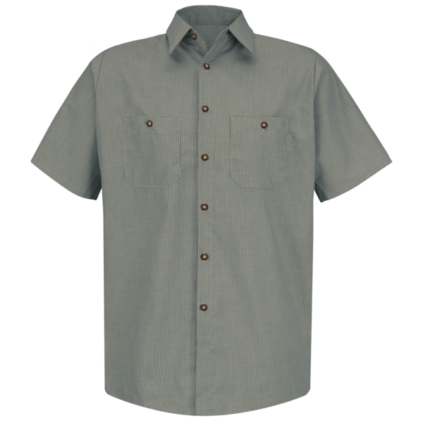 Red Kap Short Sleeve Microcheck Uniform Shirt, 65% Polyester / 35% Combed Cotton, Buttons Closure - SP20HK SS 5XL