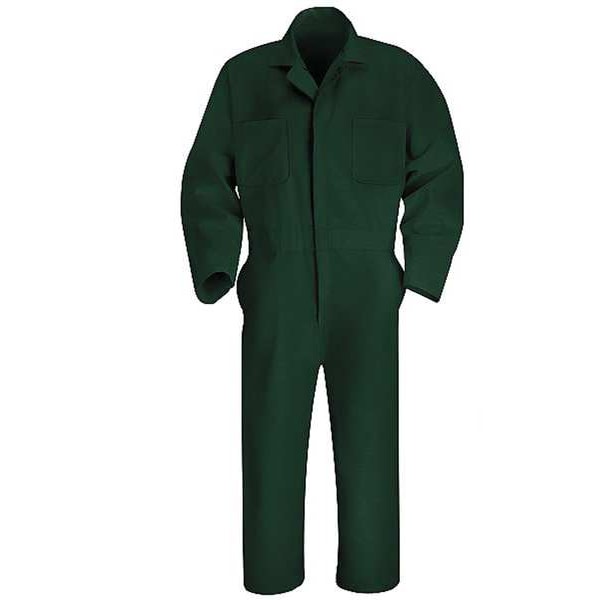 Vf Workwear CT10 Coverall, Cotton/Polyester, 7.25 oz Fabric Weight, 32 in Inseam, Green, 44 Long - CT10SG LN 44