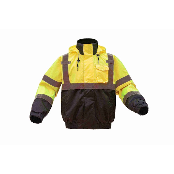 Gss Safety 3-in-1 Bomber Jacket, PU Coated Shell, Class 3 Lime/Black, 2XLT - 8003-TALL 2XL