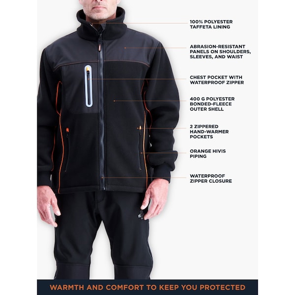 Refrigiwear Polarforce Hybrid Fleece Jacket Black 3XL - 9740RBLK3XL