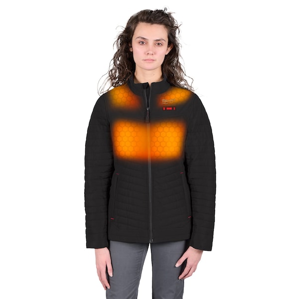 Milwaukee Tool M12 Women's Heated Jacket, Black, Heats 3 to 12 hours, 2 Outside Pockets, L - F102B-21L