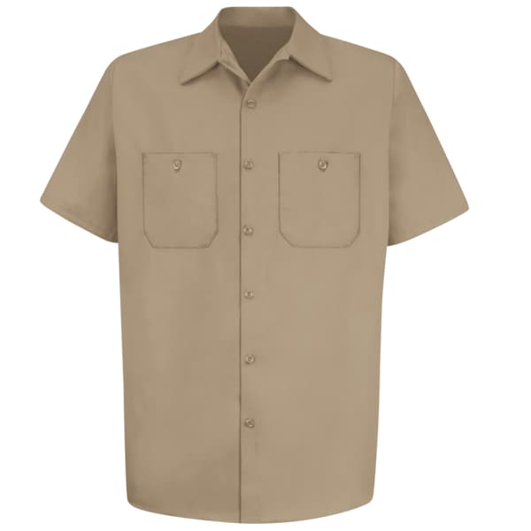 Red Kap Men's Short Sleeve Work Shirt, Cotton, Buttons Closure, 2 Pocket(s), Tan - SC40KH SS M