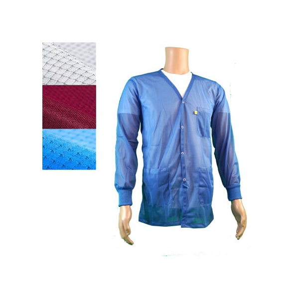 Transforming Technologies ESD Jacket, V-Neck, Knit Cuff, Color: Light Blue, 2X-Large - JKV8826LB
