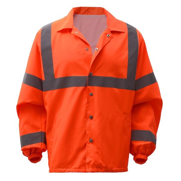 Gss Safety Hi-Vis Windbreaker, Lightweight 100% Polyester, Class 3 Orange, XL - 7502-XL