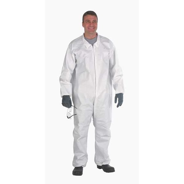 Lakeland Disposable Coverall, Collared, M, SBPP/Microporous Laminated Film, Zipper, Elastic Cuff, 25 PK - CTL417-MD