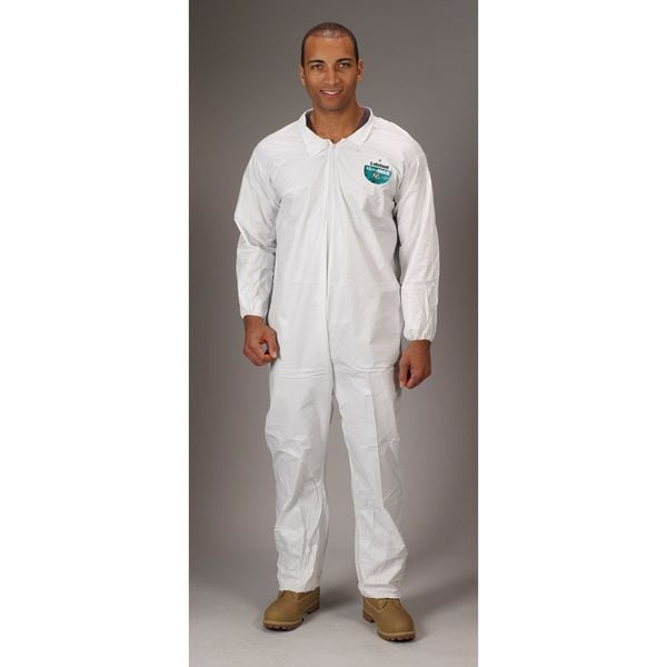Lakeland Disposable Coverall, Collared, M, SBPP/Microporous Laminated Film, Zipper, Elastic Cuff, 25 PK - CTL417-MD