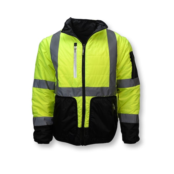 Radians Hi-Vis Reversible Jacket, 100% Polyester Light Weight Diamond Ripstop, Class Type R Class 3 XL - SJ510-3ZGS-XL