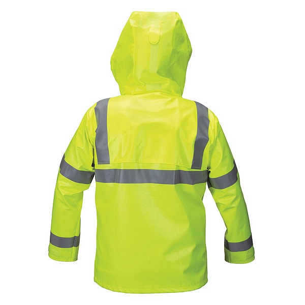 Mcr Safety Flame Resistant Rain Jacket, 11 cal/sq cm, L, 11 oz PVC, Snaps, Zipper Closure - BJ238JHL
