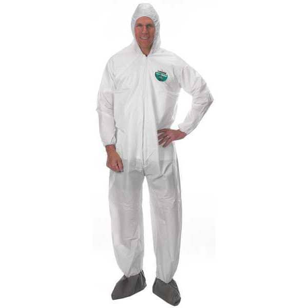 Lakeland Disposable Coverall, Hooded, 2XL, Microporous Film Laminate, Zipper, Elastic Cuff, Elastic Ankle - CTL414V-2X