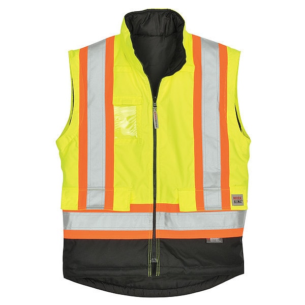 Tough Duck Hi-Vis 5-in-1 Safety Jacket, 300D Poly Oxford with PU Coating, Class 3 Type R, Fluorescent Green - S42641