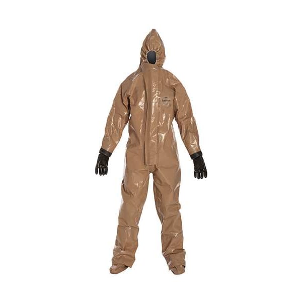 Dupont Chemical Resistant Coverall, Hooded, S, Tychem(R) Responder(R) CSM, Zipper, Hook-and-Loop Cuff - RC128TTNSM000100