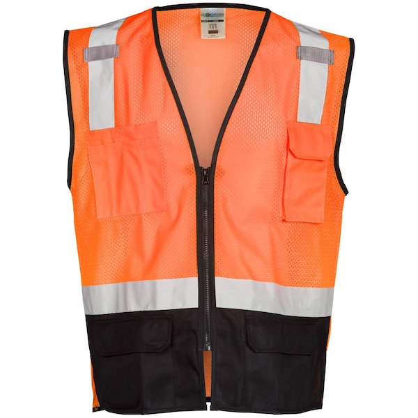 Kishigo S-M, Orange, Class 2, Black Bottom Mesh Vest - Economy - 1529-S-M