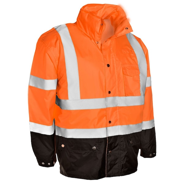 Kishigo 4X-5X, Orange, Class 3, Storm Cover Rainwear Jacket - RWJ103-4X-5X