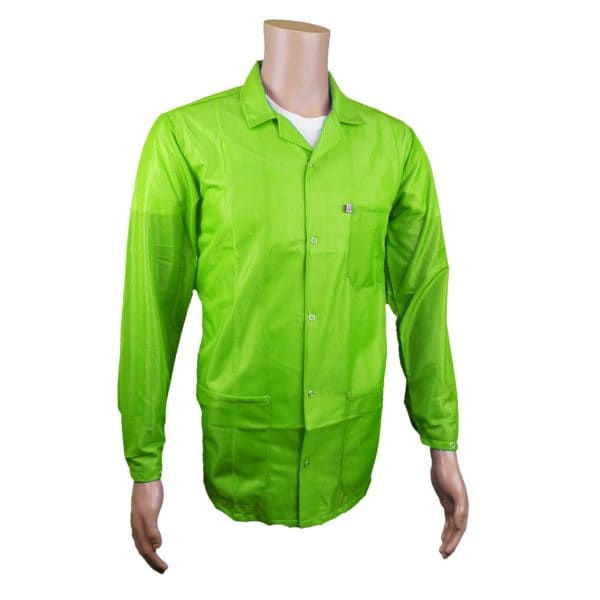 Transforming Technologies ESD Jacket, 3/4ths Length, Snap Cuff, X-Large, Green/Yellow - JKC9025SPGN