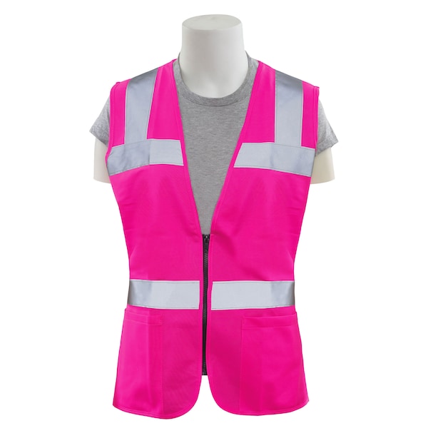 Deltaplus Safety Vest, Womens Fit, Tricot, Non ANSI, S721, Hi-Viz Pink, 4XL - 61924