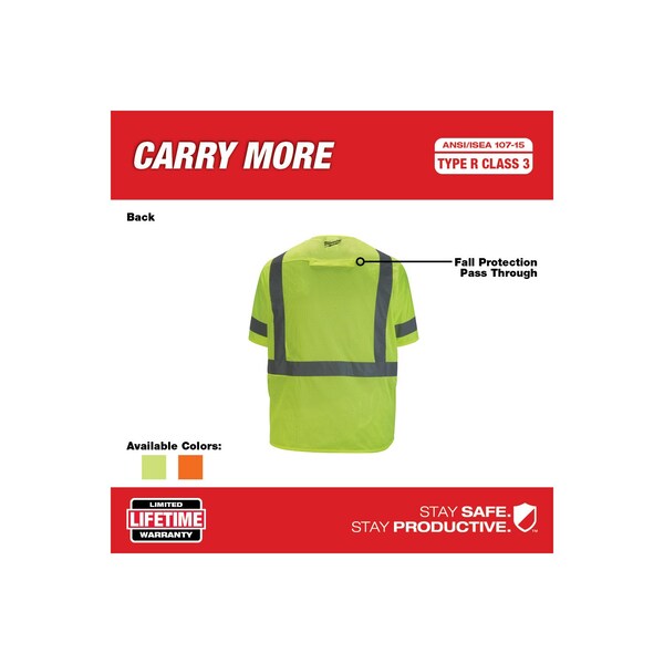 Milwaukee Tool Class 3 High Visibility Yellow Safety Vest - 2X-Large/3X-Large - 48-73-5143