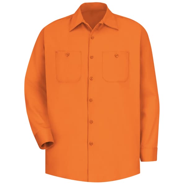 Red Kap Men's Long Sleeve Work Shirt, Cotton, Buttons Closure, 2 Pocket(s), Orange - SC30OR RG XXL