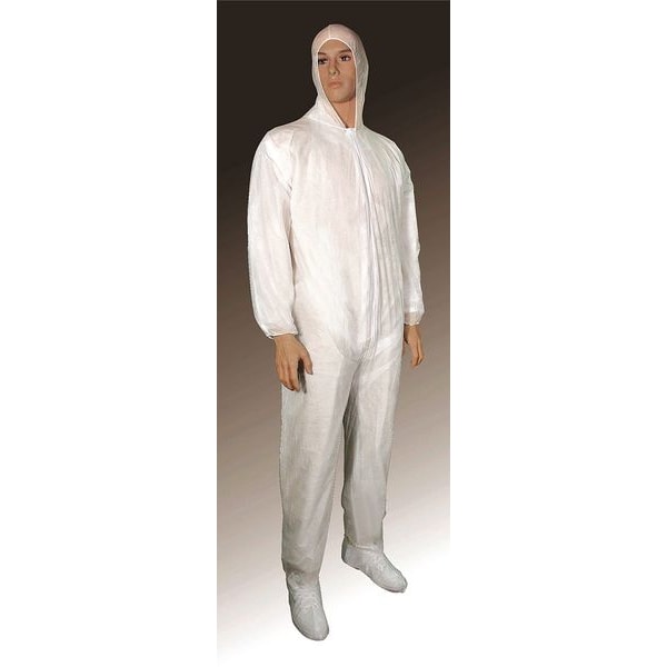 Cellucap Disposable Coverall, Hooded, XL, Polypropylene, Zipper, Elastic Cuff, Attached Boots Ankle - 55819XGRA