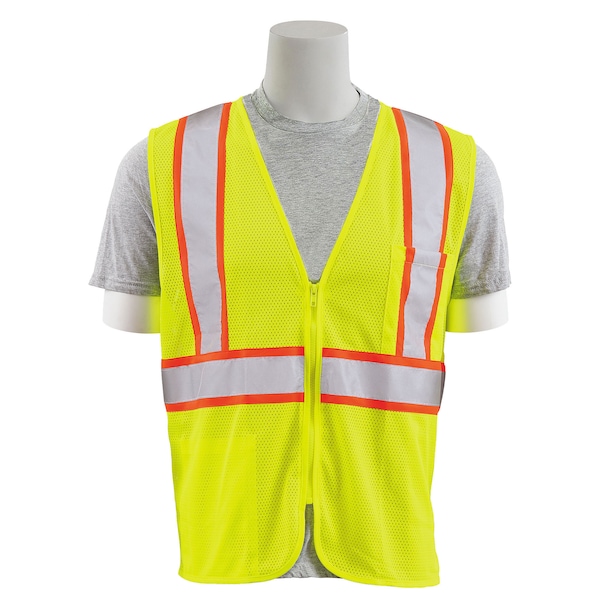 Deltaplus Safety Vest, Flame Retardant Treated, Class 2, S195C, Hi-Viz Lime, LG - 64721