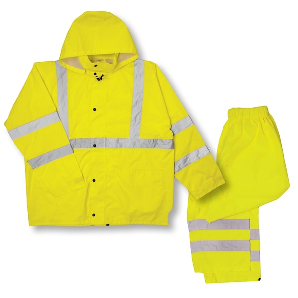 Kishigo L-XL, Lime, Class 3 & Class E, Rainwear Set - RW110-L-XL
