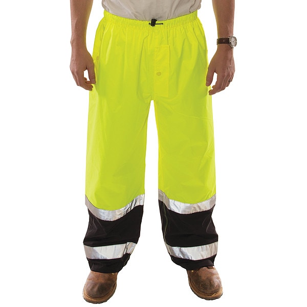 Tingley High-Visibility Pants, L, Black; Green; Yellow, Polyurethane - P27122