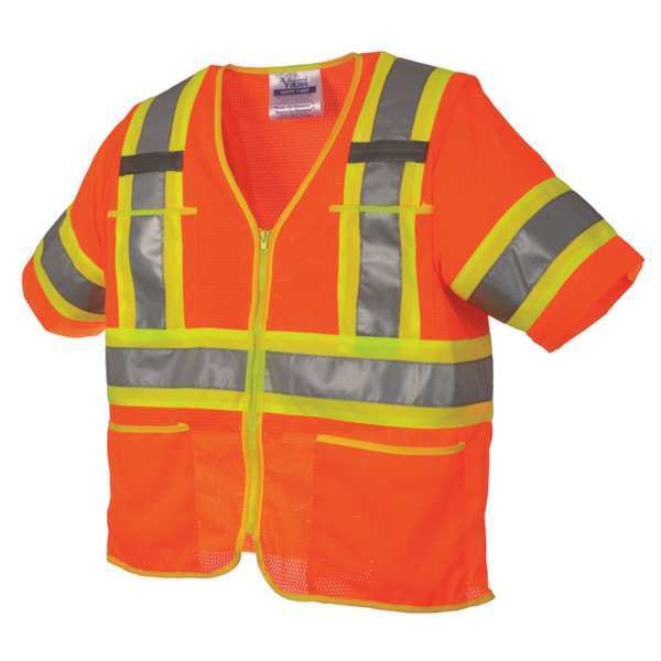 Viking High Visibility Vest, Class 3, XL, Orange - U6155O-XL