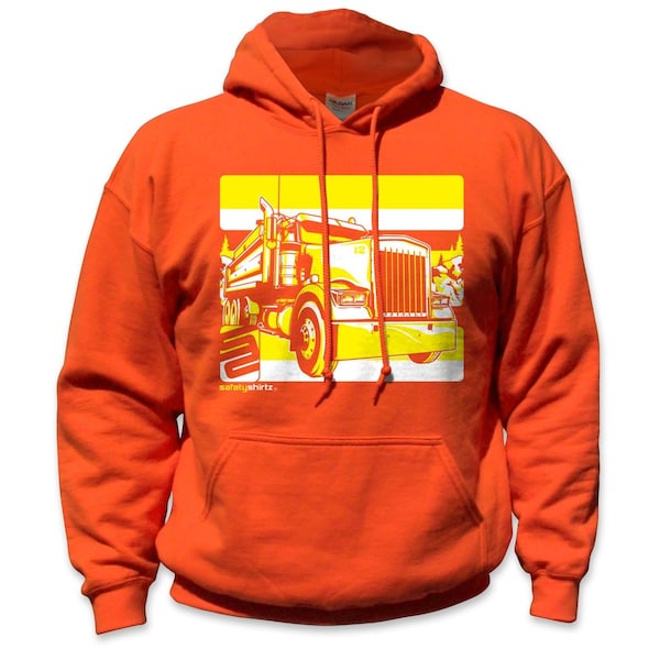 Safetyshirtz Dump Truck High Visibility Hoodie, Orange, XL - 31010103XL