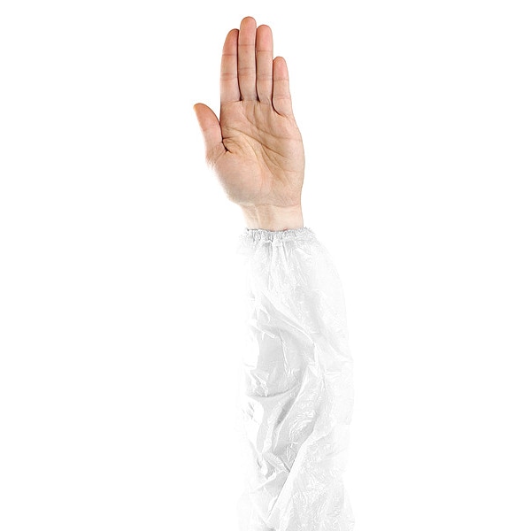 Pip Disposable Sleeve, 18 in Length, 1 mil Thick, Serged Seam, White, 1000 PK - 2418PE
