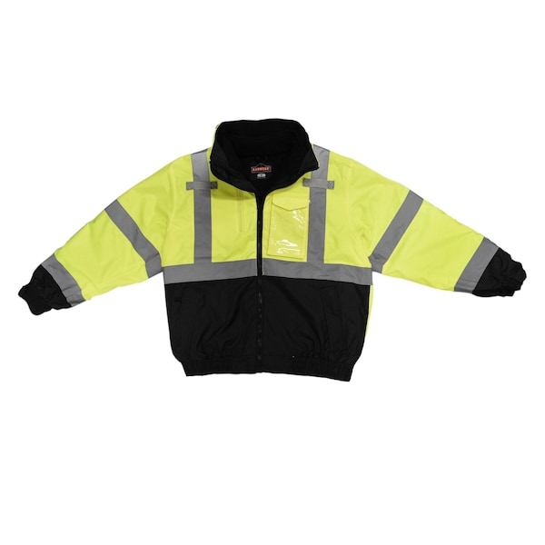 Radians Hi-Vis 3-in-1 Bomber Jacket, 100% Polyester Oxford, 300D, DWR Coated, Hi-Vis Green / Black, 2XL - SJ210B-3ZGS-2X