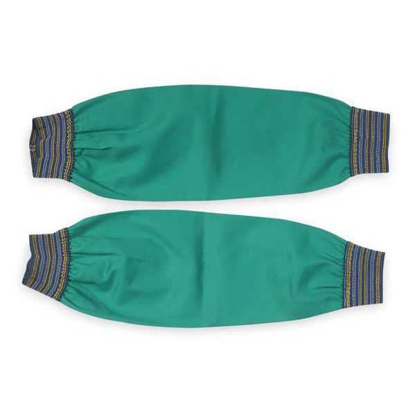 Condor Flame-Retardant Treated Cotton Sleeves, 17 in Length, Welding Sleeve, Green, 1 Pair - 6NE10