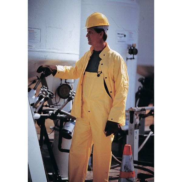 Mcr Safety 3-Piece Rainsuit with Detachable Hood, PVC, 0.28 mil Thick, Detachable, Yellow, L - 3003L