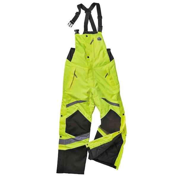 Ergodyne Insulated Bib Overalls, 300D polyester oxford with PU coating, Lime, L - 8928