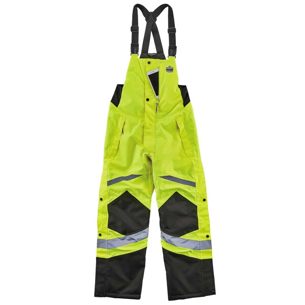 Ergodyne Insulated Bib Overalls, 300D polyester oxford with PU coating, Lime, L - 8928