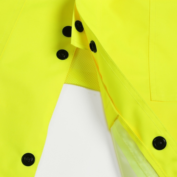 2W International Hi-Vis Rain Coat, 100% Polyester Oxford with PU coating, Class 3 Lime, XL - 650C-3 XL