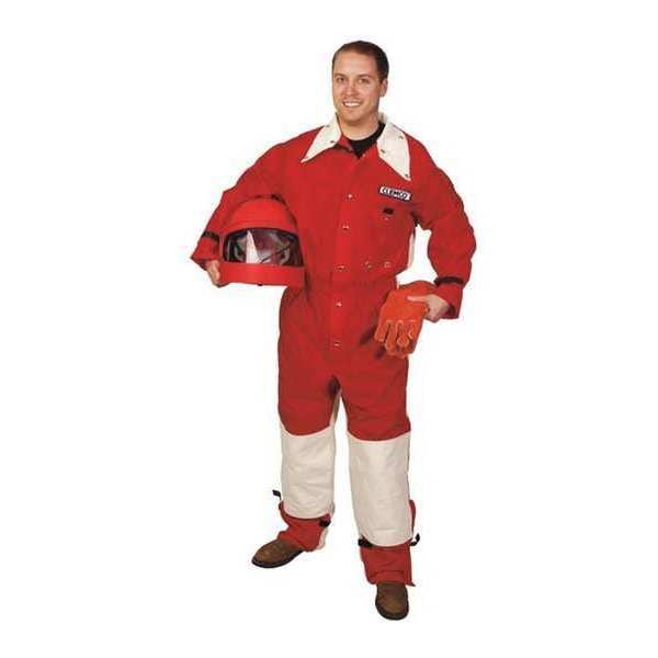 Clemco Blast Suit, XL, Nylon and Cotton; Canvas, 34" Inseam, Red and Cream, Xl - 22916