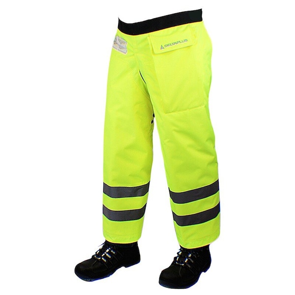 Delta Plus Chainsaw Protection, High-Visibility Yellow, Nylon, Size M 26 to 46 in Waist Size, 33 in Length - WELJE9133ZHV