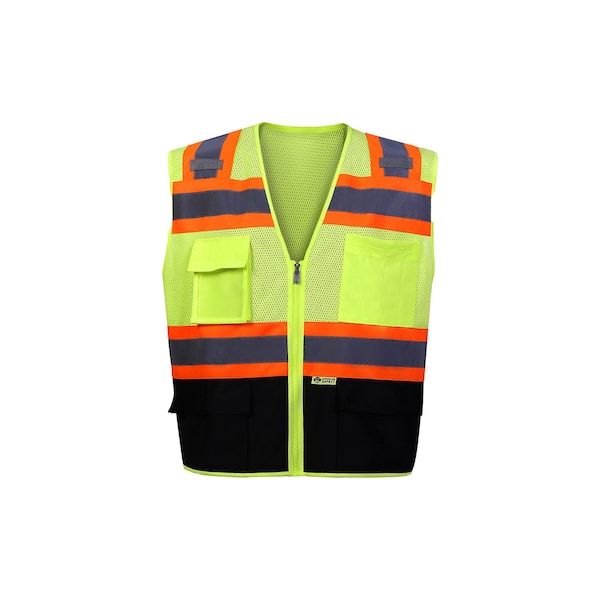 2W International Contrast Two Tone Vest with Trim, Black, 5X-large, Class 2 - 570BKC-2 5XL