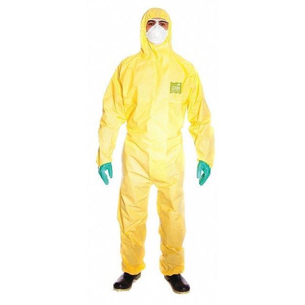 Microchem Disposable Coveralls, Hooded, M, Polyethylene, Zipper, Elastic Cuff, Elastic Ankle, Taped Seam - YY23-T-92-132-03