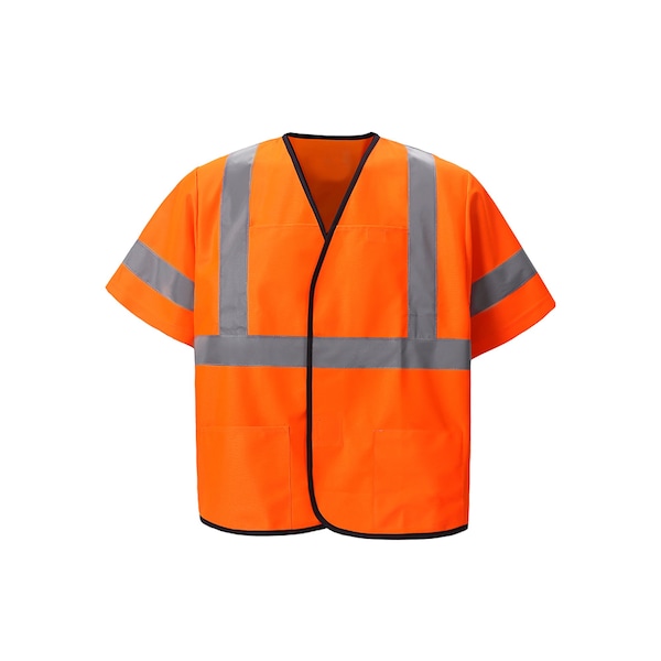 2W International Lightweight Safety Vest w/Sleeves XL Class 3 U Back, , Hook and Loop 3 Pockets - EN333C-3 L/XL