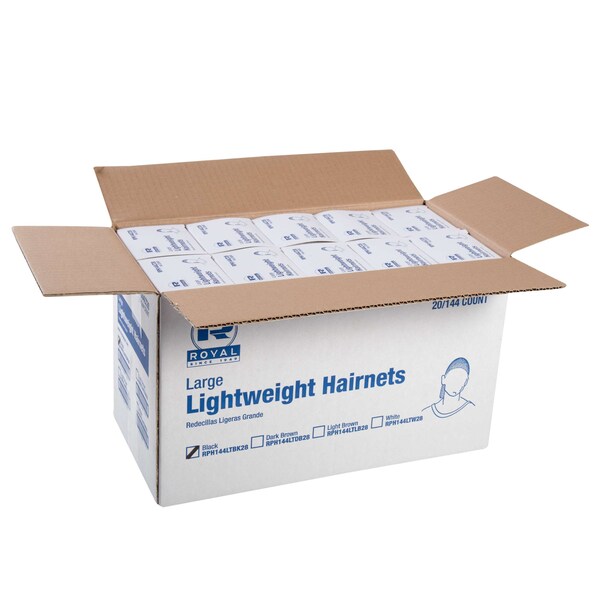 Amercareroyal Royal 28" Latex Free Light Brown Light Weight Hairnet, PK2880 - RPH144LTBK28